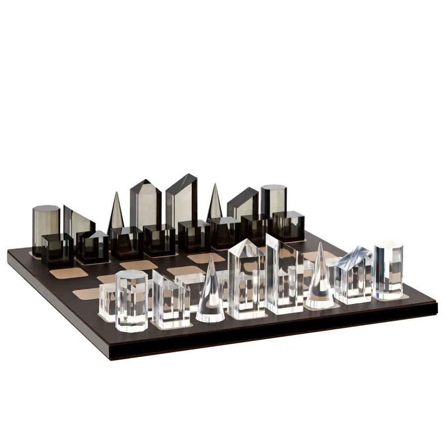 obrazek 2 Stylowa szachownica 30x30xH1,5 cm z figurami ze szkła akrylowego