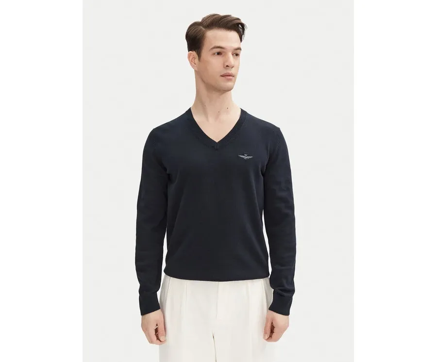 obrazek 1 Aeronautica Militare Sweter 251MA1504L506 Granatowy Regular Fit