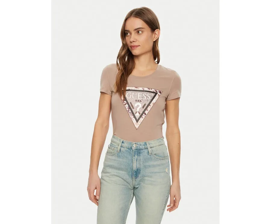 obrazek 1 Guess T-Shirt W5RI22 J1314 Brązowy Regular Fit