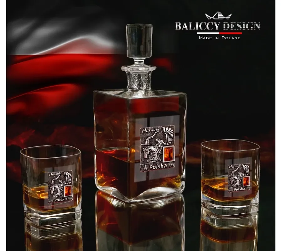 obrazek 1 Karafka  i szklanki do whisky z bursztynem, 