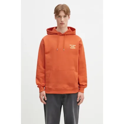 Zdjęcie Drôle de Monsieur bluza bawełniana Le Hoodie Slogan męska kolor pomarańczowy z kapturem gładka G-HO162-CO127-RT