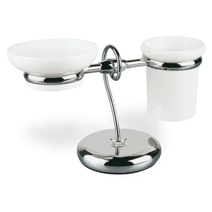 Zdjęcie Klasyczna stojąca mydelniczka z uchwytem na szklankę do łazienki - Stilhaus