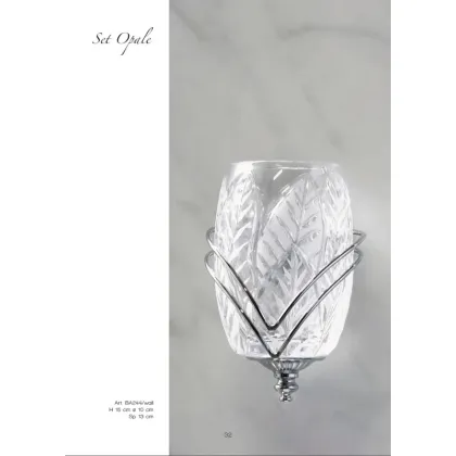 Zdjęcie Naścienny pojemnik na szczoteczki z włoskiego ręcznie szlifowanego kryształu z przezroczystym i matowym obrazem liści - Il Paralume Marina