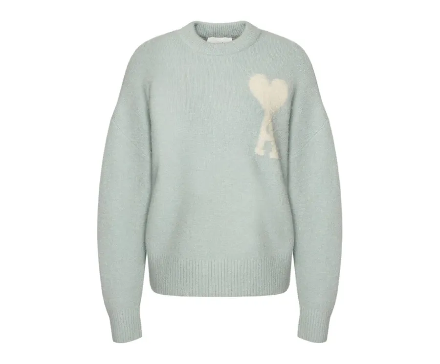 obrazek 1 AMI PARIS Sweter UKS025.KN0032 Błękitny Regular Fit
