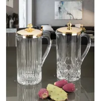 Picture Crystal jug with a gold lid in two variants