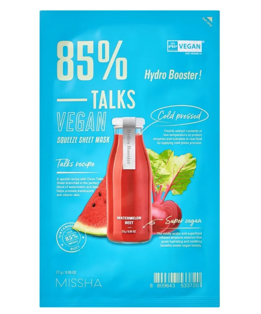 obrazek 1 Missha Talks Vegan Squeeze Maska w płachcie, Hydro Booster  27 g