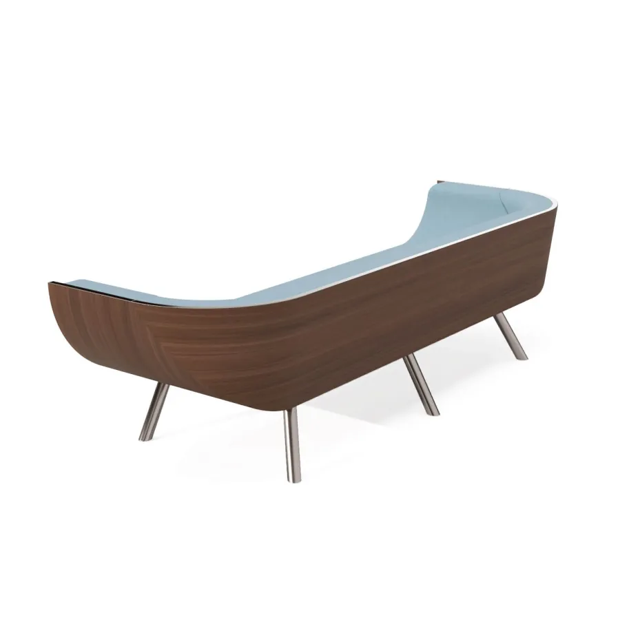 obrazek 4 Designerska trzyosobowa nowoczesna sofa z drewna orzechowego
