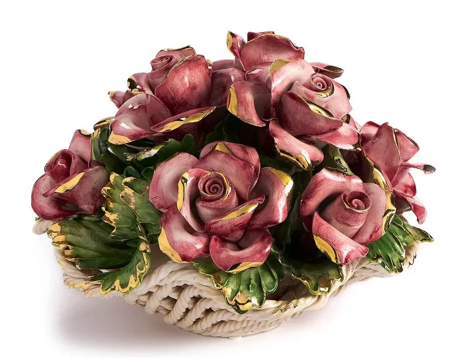 obrazek 2 Elegancka ozdoba ceramiczna z różami do salonu