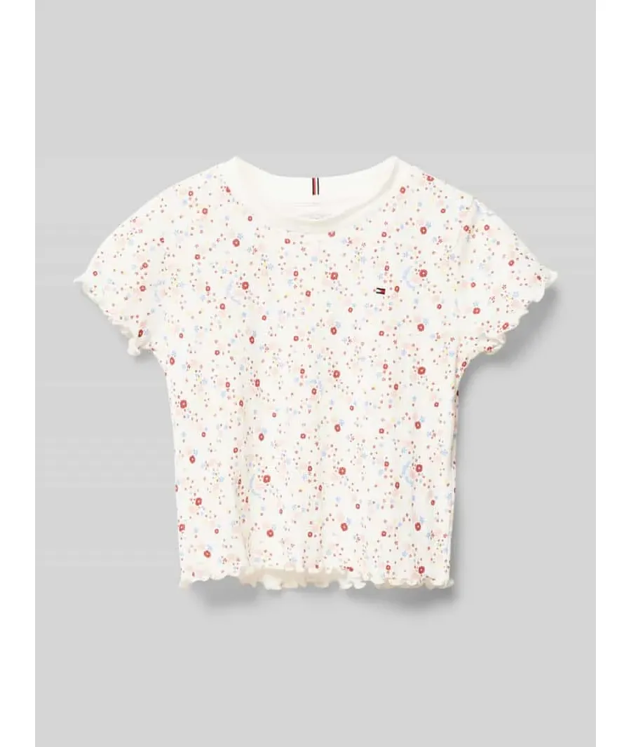 obrazek 1 T-shirt z falistym wykończeniem model ‘FLOWER POINTELLE’