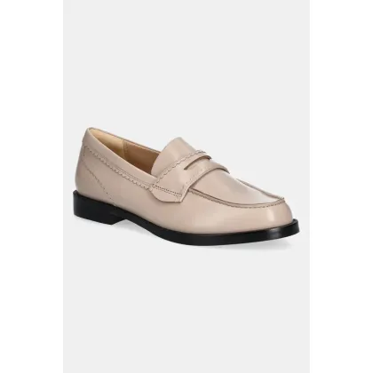 Zdjęcie Clarks Originals mokasyny skórzane Straven Edge damskie kolor beżowy na płaskim obcasie 26181276