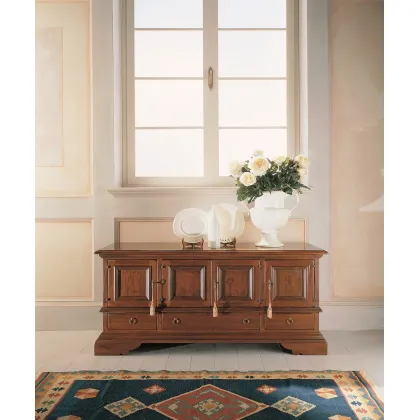 Zdjęcie Fantastyczna włoska czterodrzwiowa komoda z trzema szufladami z litego drewna