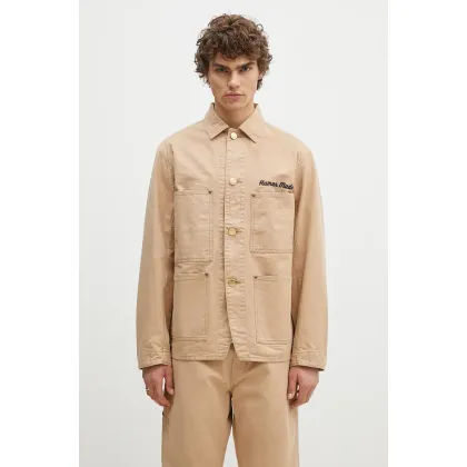 Zdjęcie Human Made kurtka koszulowa bawełniana Washed Duck Coverall Jacket kolor beżowy przejściowa HM28JK013