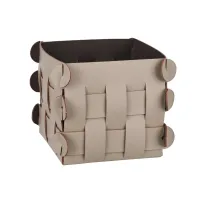 Picture Small leather basket Shlesser 13x13xH13 cm in cappuccino color