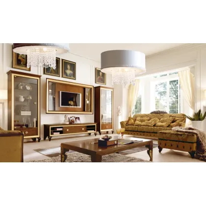 Picture A beautiful Italian hanging lamp made of fabric with crystal pendants - Avenanti