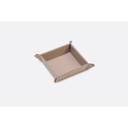 Picture A small, elegant leather container for small items in light beige - for the study and office