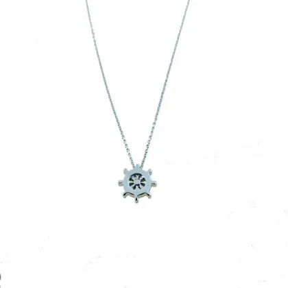 Zdjęcie Stylowy męski łańcuszek rolò z zawieszką na sterze śr. 9mm Długość.48cm