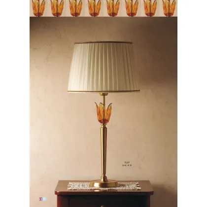 Zdjęcie Bursztynowa lampa tulipanowa ze stożkowym plisowanym kloszem – Il Paralume Marina