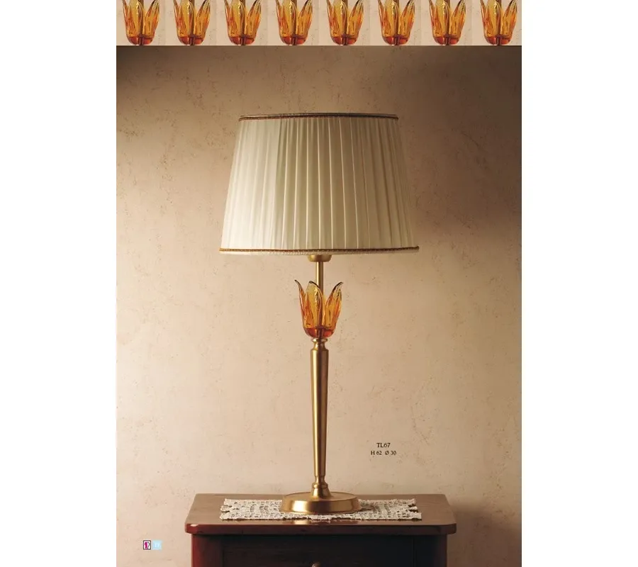 obrazek 1 Bursztynowa lampa tulipanowa ze stożkowym plisowanym kloszem – Il Paralume Marina
