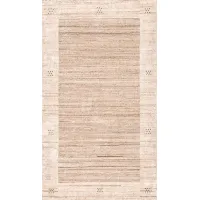 Picture Beige woolen hand-woven carpet from India - Jordan