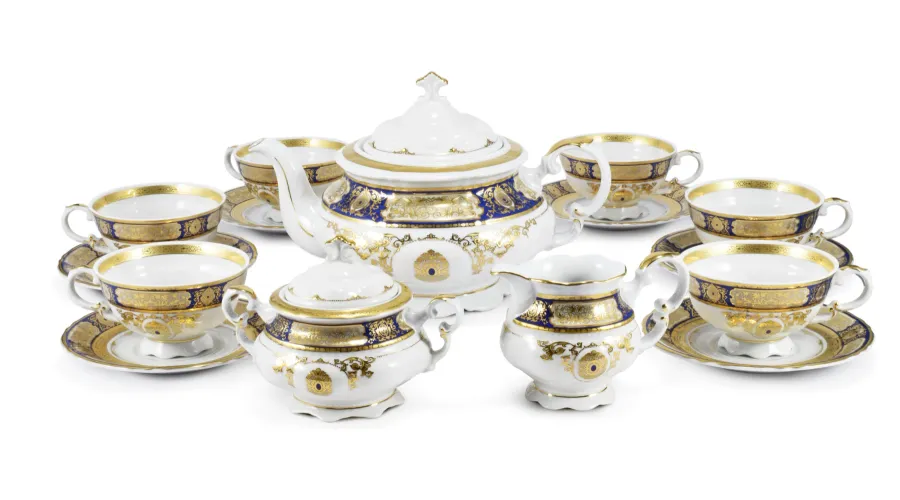 obrazek 1 Stylowy bogato zdobiony 15-elementowy zestaw do herbaty z porcelany – Leander