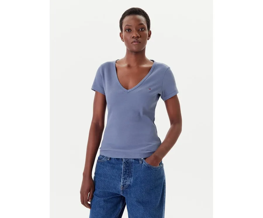 obrazek 1 Tommy Jeans T-Shirt Essential DW0DW17385 Niebieski Slim Fit