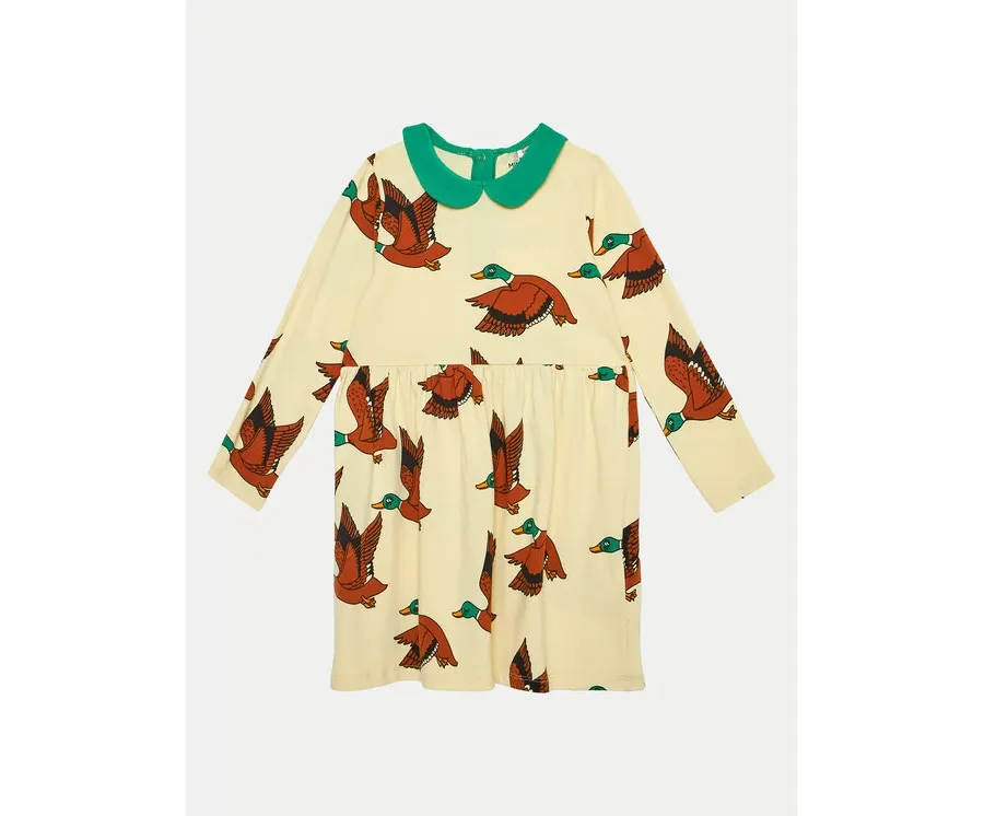 obrazek 1 Mini Rodini Sukienka codzienna Ducks 2275012123 Żółty Regular Fit MINI RODINI