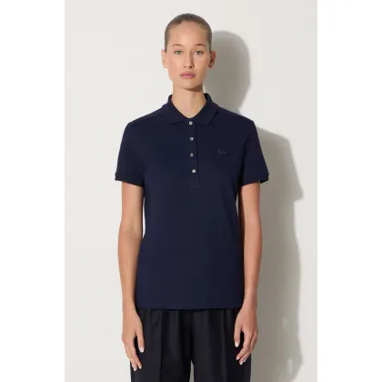 Zdjęcie Lacoste T-shirt PF5462 damski kolor granatowy z kołnierzykiem PF5462-001