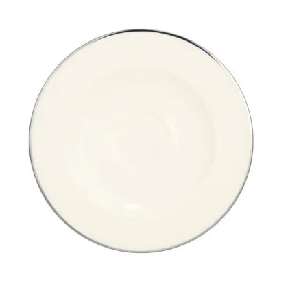 Zdjęcie Kremowy porcelanowy spodek ze srebrną obwódką w stylu klasycznym – Tettau