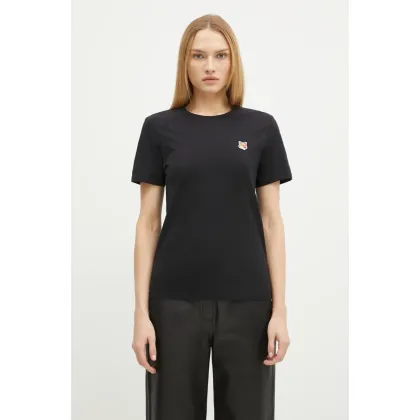 Zdjęcie Maison Kitsuné t-shirt bawełniany Fox Head Patch damski kolor czarny LW00105KJ0008
