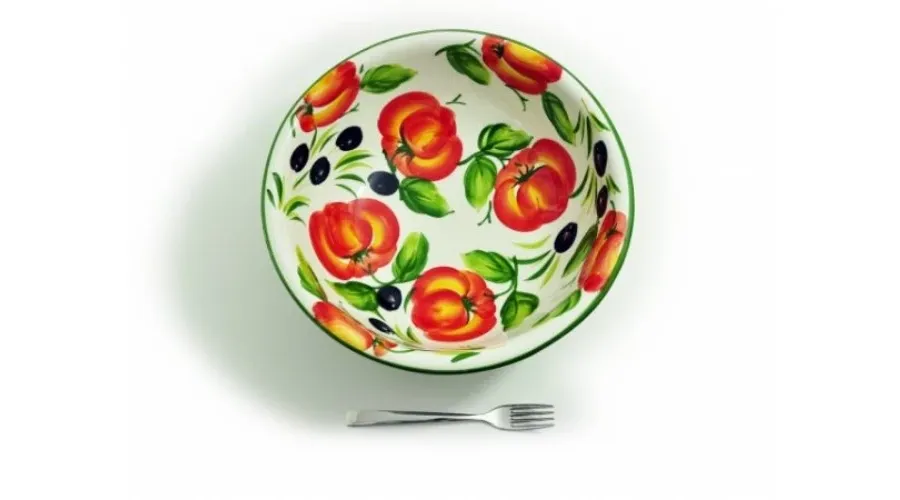 obrazek 1 Duża okrągła miska sałatkowa dekorowana motywem pomidorów i oliwek w stylu wiejskim - Le Ceramiche