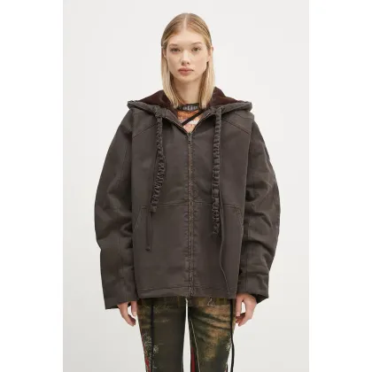 Zdjęcie Ottolinger kurtka dwustronna Reversible Furry Denim Jacket damska kolor brązowy przejściowa 1090601521