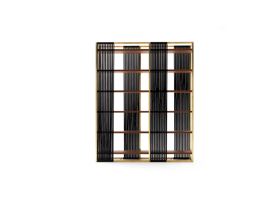 obrazek 2 Metal, skóra i drewno najwyższej jakości - włoski regał na książki 180x220cm - Ulivi Salotti