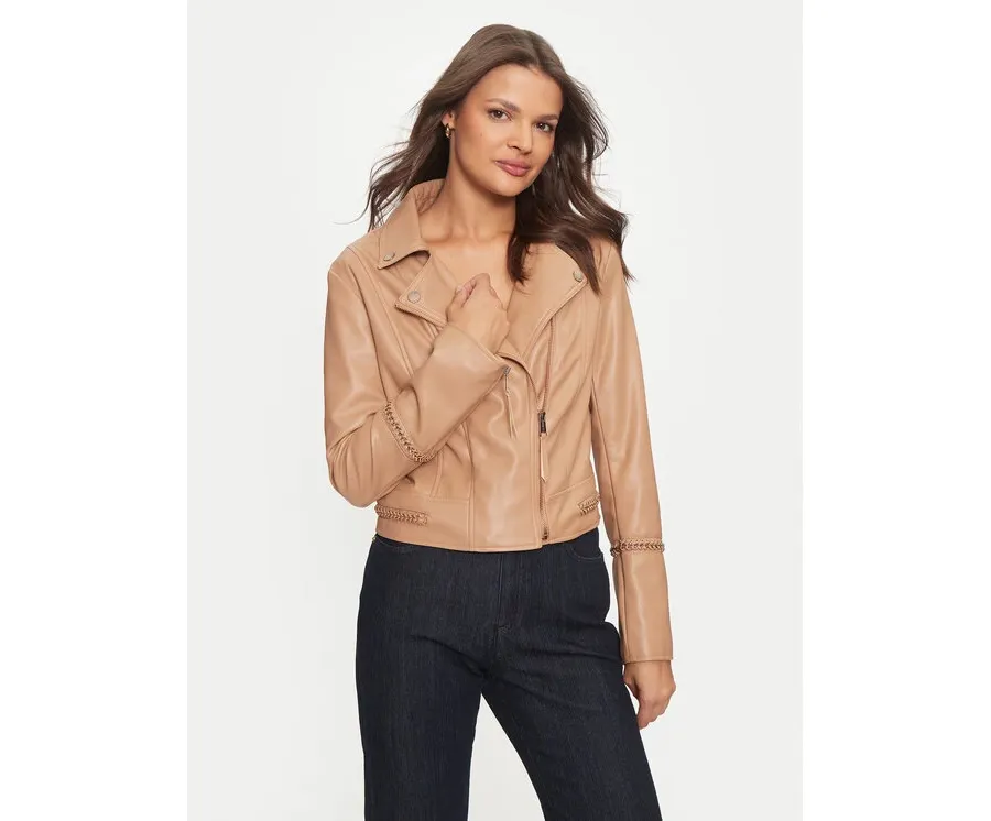 obrazek 1 Guess Kurtka z imitacji skóry W4YL21 WE480 Beżowy Regular Fit