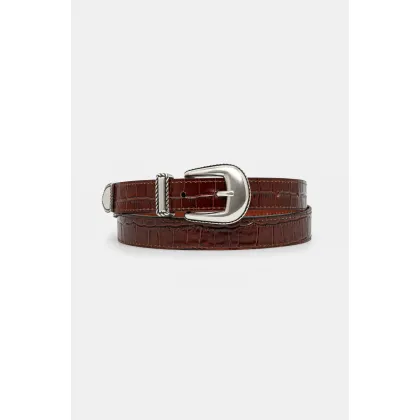 Zdjęcie Drôle de Monsieur pasek skórzany La Ceinture Croco męski kolor brązowy G-AC168-LH031-BN