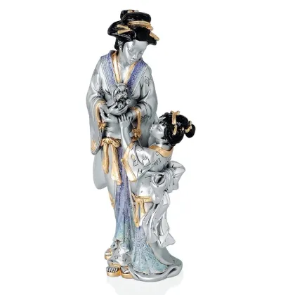 Zdjęcie Japońska kobieta z dzieckiem - figurka dekoracyjna