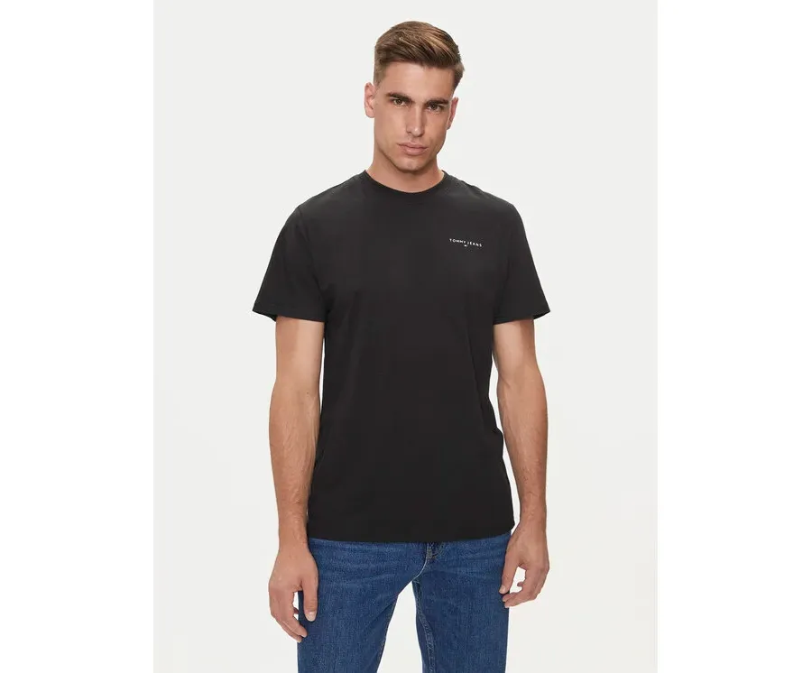 obrazek 1 Tommy Jeans T-Shirt Linear Chest DM0DM18555 Czarny Slim Fit