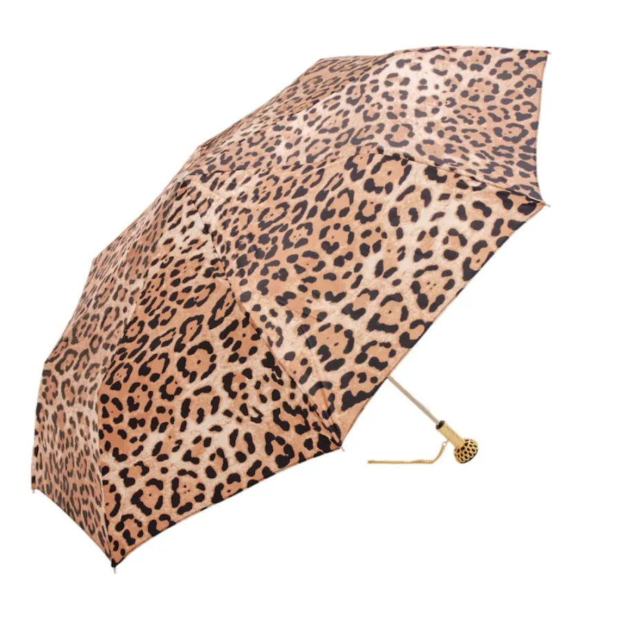 obrazek 7 Wyjątkowy jasnobrązowy parasol damski zdobiony wzorem skóry leoparda – Pasotti