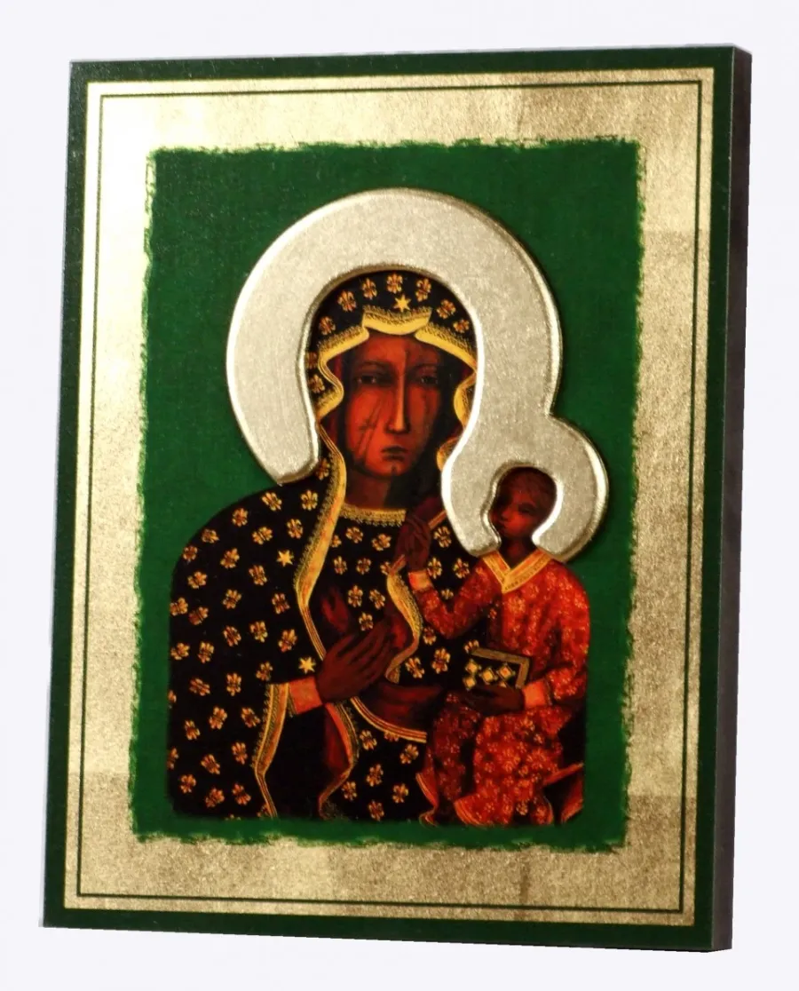 obrazek 1 Wyborna Ikona Złocona z nimbem Matka Boska Częstochowska 25x31 cm