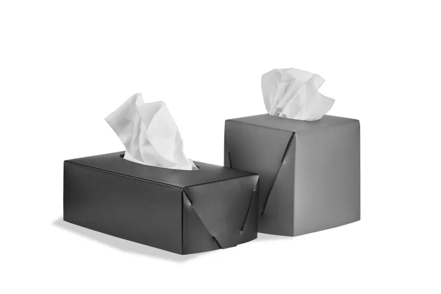 obrazek 3 Szare skórzane pudełko na chusteczki w rozmiarze 12x12xH12 cm