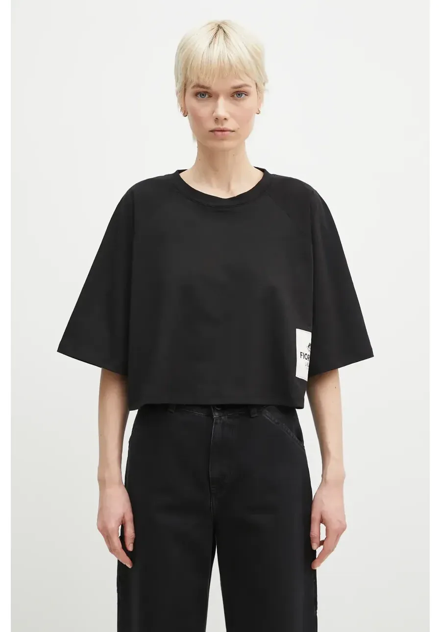obrazek 1 Fiorucci t-shirt bawełniany Logo Label Cropped Padded damski kolor czarny U02SPTSH106CJ01BK01