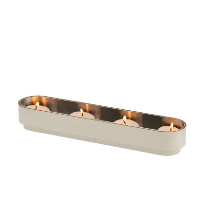 Zdjęcie Stylowy uchwyt na świeczki 25,7x5,1xH4 cm w kolorze waniliowym