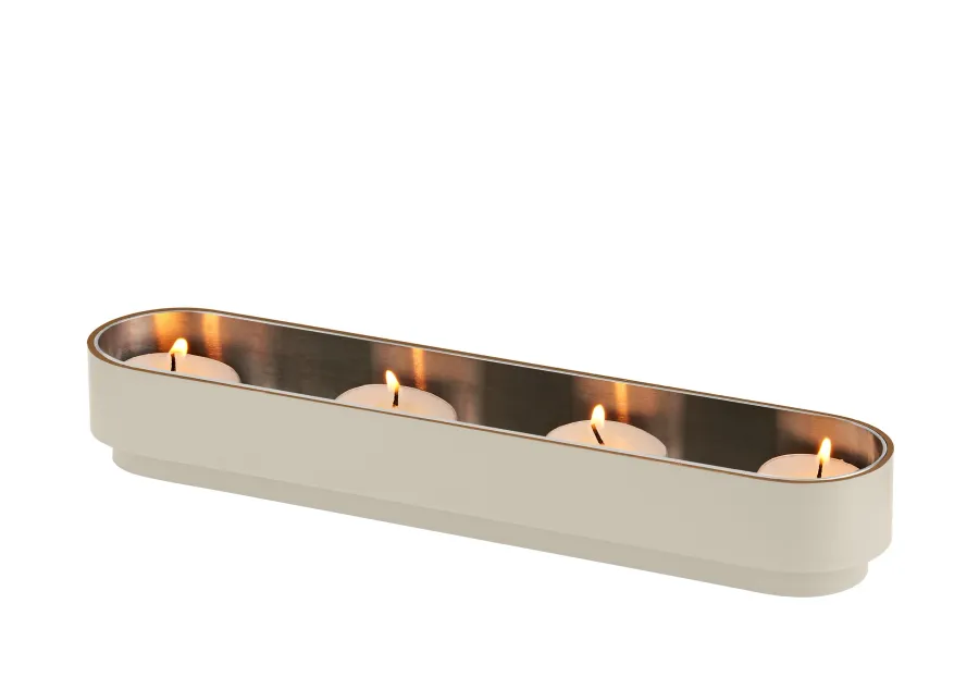 obrazek 1 Stylowy uchwyt na świeczki 25,7x5,1xH4 cm w kolorze waniliowym