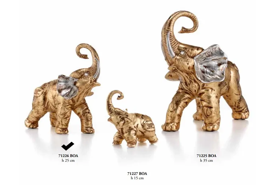 obrazek 1 Średni słoń Zeus z uniesioną trąbą 25cm - Valle d'oro Patchi