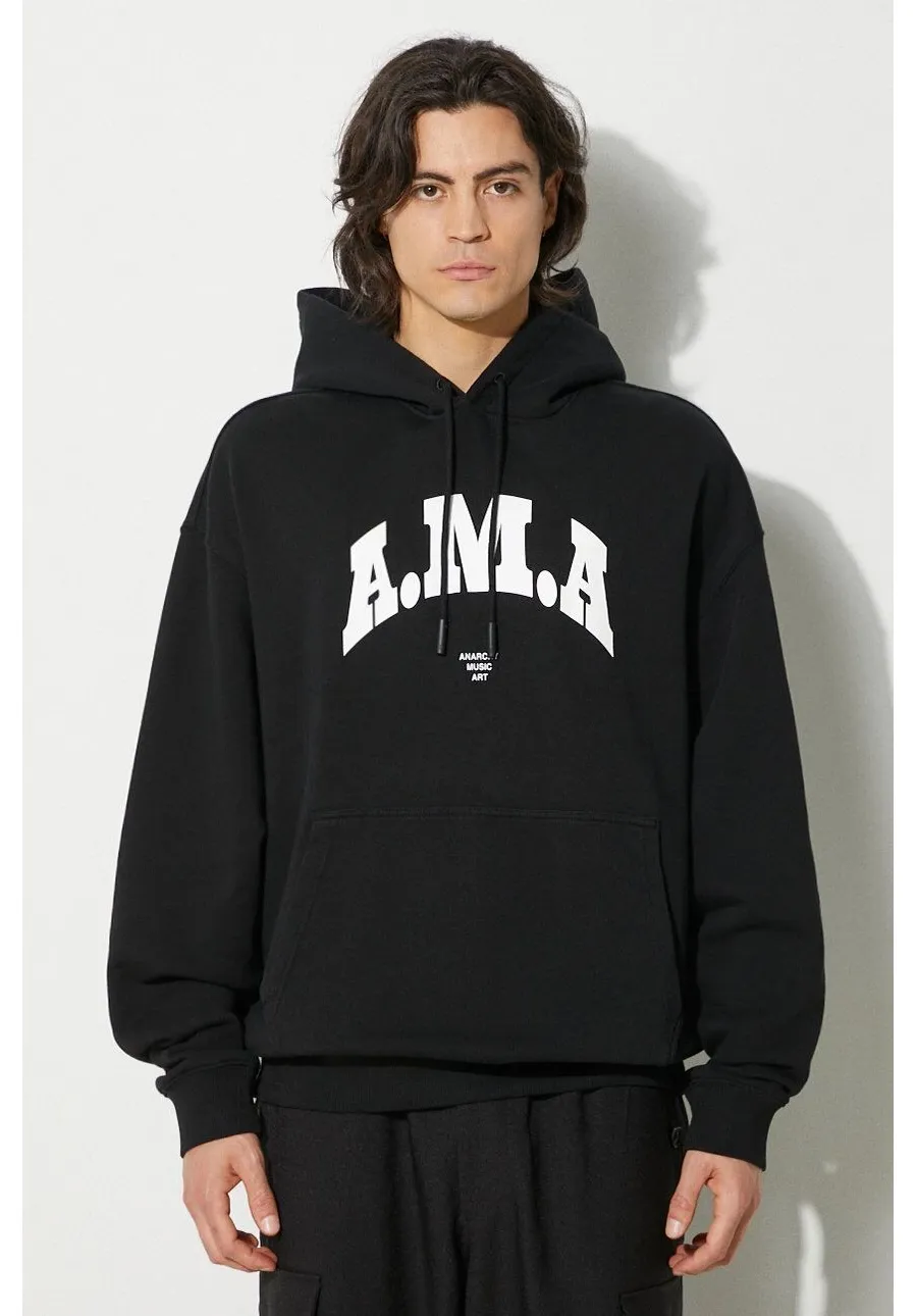 obrazek 1 Marcelo Burlon bluza bawełniana Ama Comfort Hoodie męska kolor czarny z kapturem z nadrukiem CMBB106F24FLE0081001