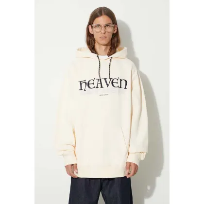 Zdjęcie Wood Wood bluza bawełniana Zeus heaven hoodie męska kolor beżowy z kapturem z aplikacją 12335603.2493