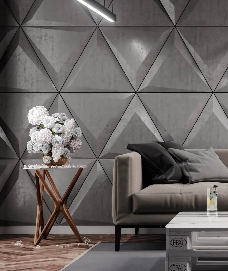 obrazek 1 60x60 cm VT - PB36 (S51 ciemny szary - mysi) TRIANGLE - Panel dekor 3D beton architektoniczny