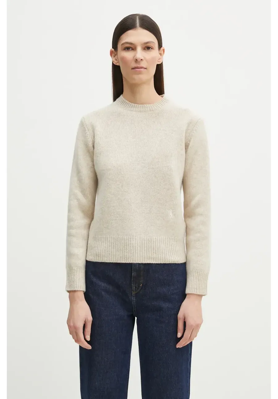 obrazek 1 Sporty & Rich sweter wełniany SRC Wool damski kolor beżowy WS006514302CR01