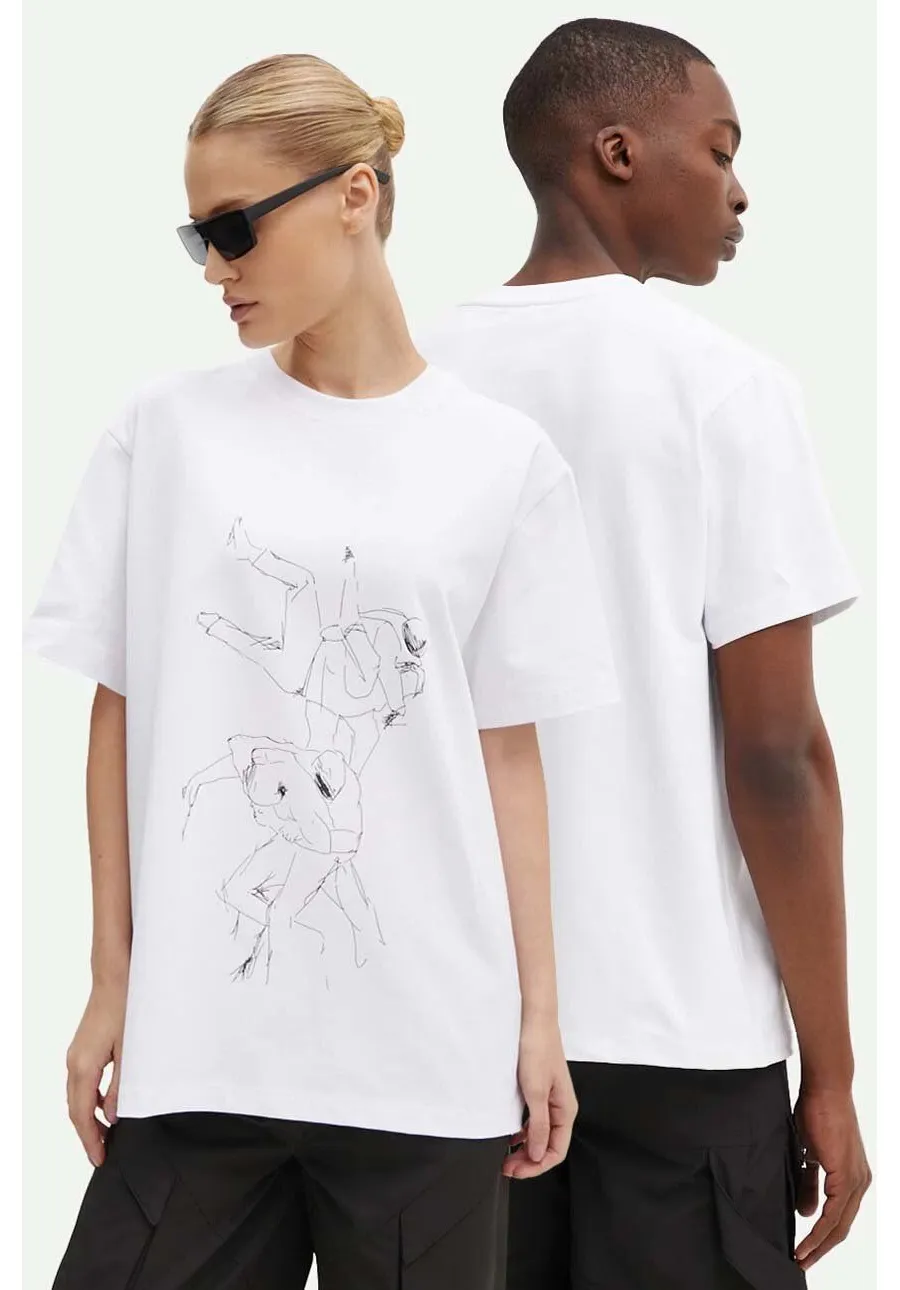 obrazek 1 Heliot Emil t-shirt kolor biały z nadrukiem M.09.125.BLK01