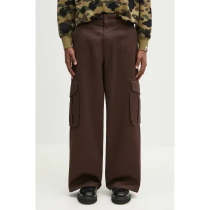 Zdjęcie Kenzo spodnie bawełniane męskie kolor brązowy w fasonie cargo FF55PA2449GF.90