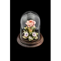 Picture A phenomenal porcelain rose under glass